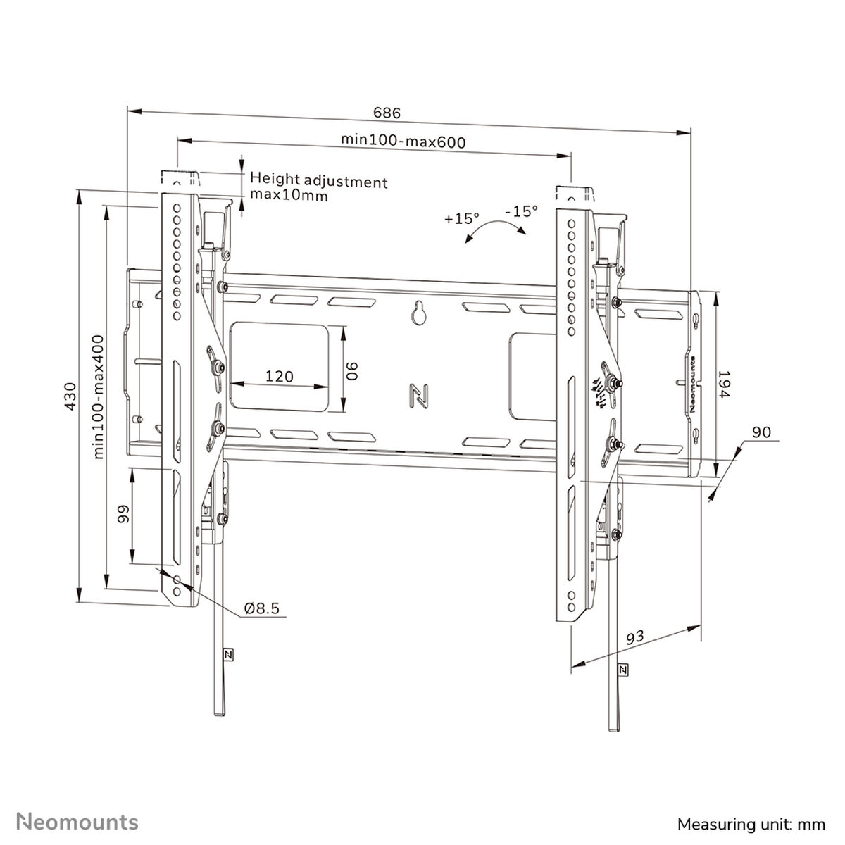 TV-Montering Neomounts WL35-750BL16 42" 86"